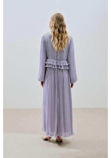 Mila Piliseli Katlı Elbise Lila