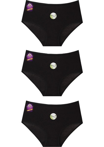 3'lü Bambu Yüksek Bel Yumuşaksı Doku Külot