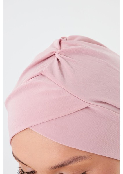 Pudra Pratik Hazır Geçmeli Tesettür Bone Sandy Kumaş Çapraz Büzgülü 1801_06 indirimleri