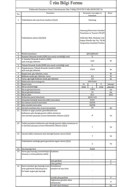55Q8F 55'' 139 Ekran Uydu Alıcılı 4K Ultra HD Tizen Smart QLED TV