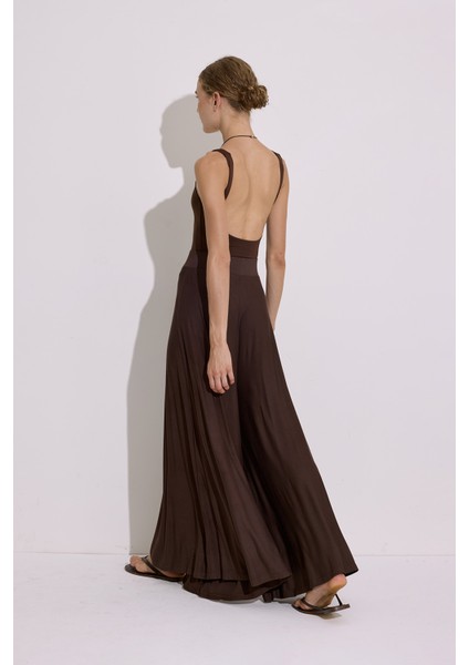 Dökümlü Rahat Pantolon Kahverengi