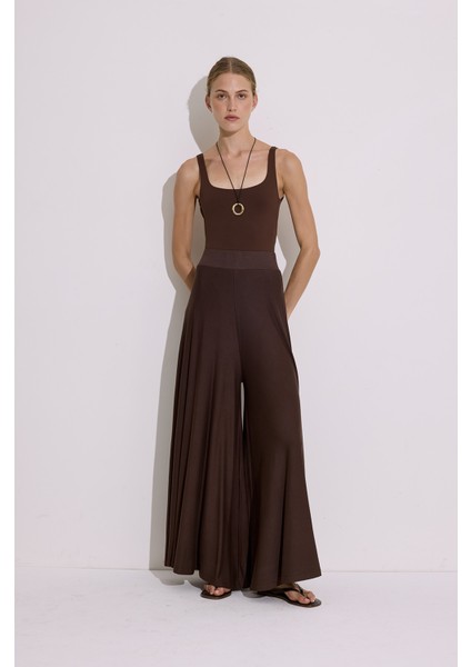 Dökümlü Rahat Pantolon Kahverengi modelleri