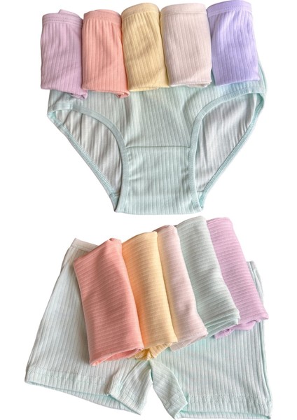 6'lı Dondeza Fitilli Kız Çocuk Boxer ve 6'lı Fitilli Külot Set