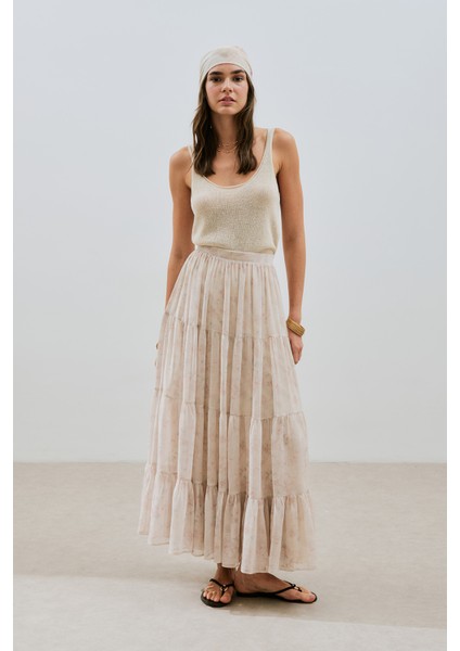 Uzun Büzgülü Şifon Etek Blush modelleri