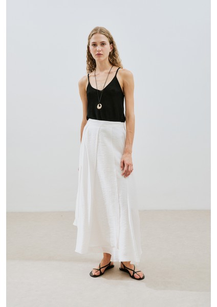 Katlı Fırfırlı Uzun Etek Ekru fiyatları