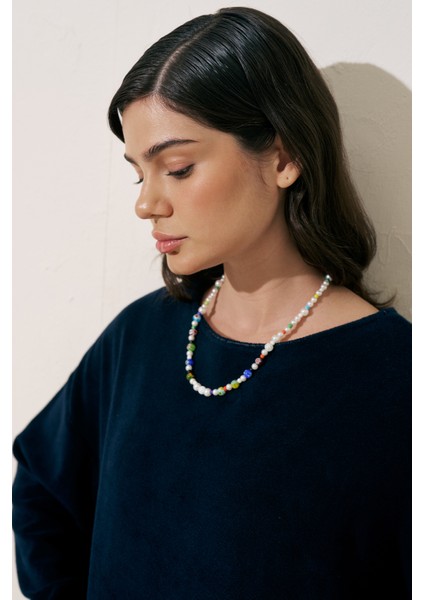 Havlu Kumaş Rahat Elbise Lacivert indirimleri