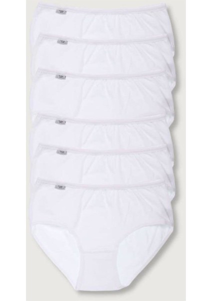 Kadın Beyaz 6'lı Paket Pamuklu Likralı Bato Külot