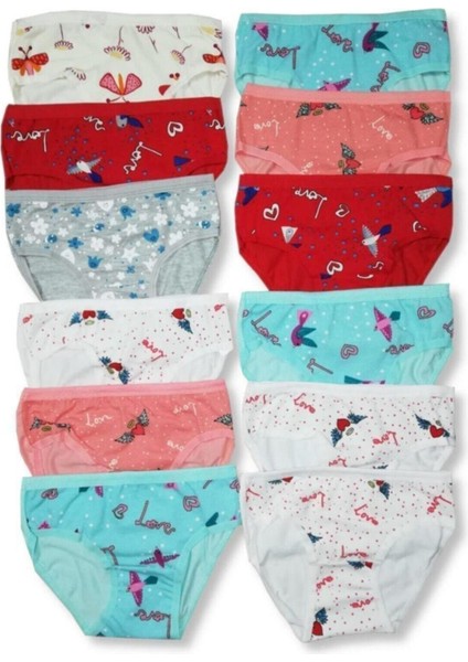 Pamuklu Kız Çocuk Bikini Külot 12'li