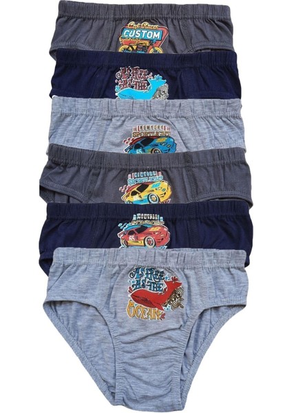 Erkek Çocuk Renkli Desenli Slip Külot Pamuklu 6lı Paket