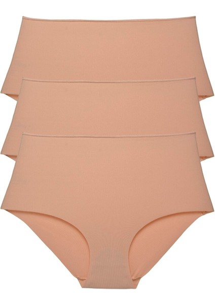 3'lü Yüksek Bel Lazer Kesim Iz Yapmayan Dikişsiz Kadın Külot Ten modelleri