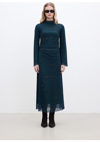 Desenli Geniş Kol Tül Elbise Freesıa fırsatları