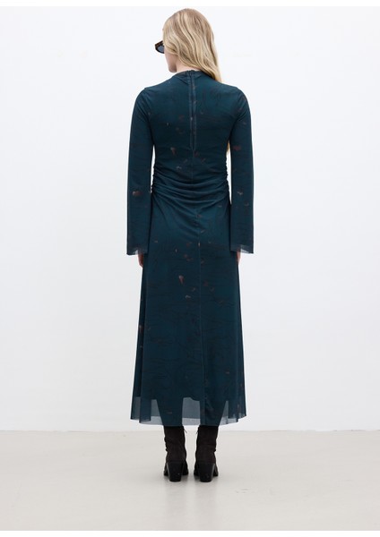 Desenli Geniş Kol Tül Elbise Freesıa