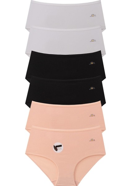 Yüksek Bel Logolu Modal Basic Külot 6'lı Paket - 1851