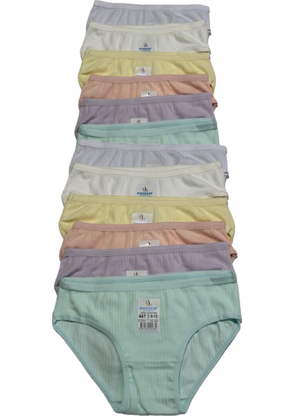 12'li Pamuklu Penye Kız Çocuk Bikini Külot