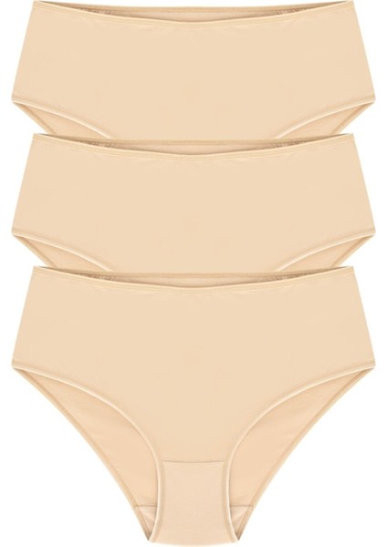 Pamuklu Yüksek Bel Ten Battal 3lü KÜLOT-0235