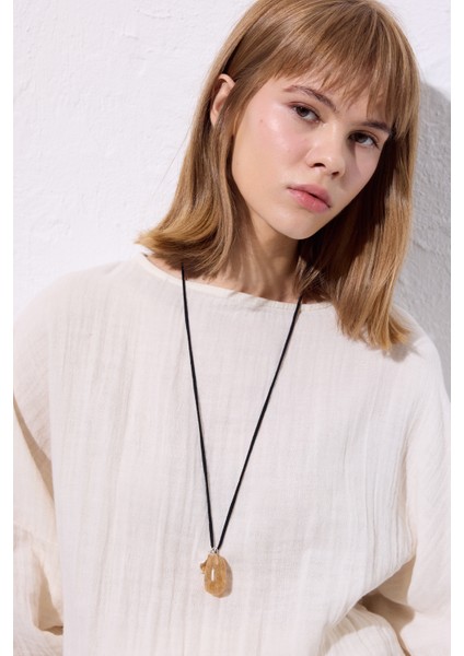 Müslin Beli Büzgülü Elbise Ekru