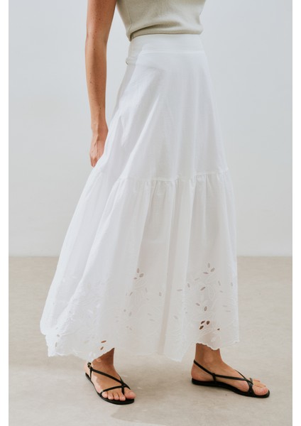 Nakışlı Uzun Etek Ekru fiyatları