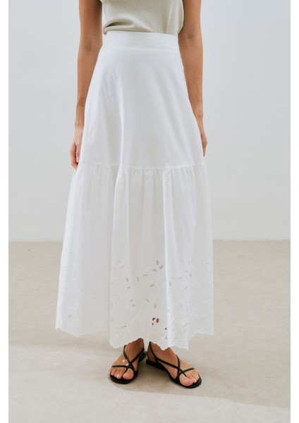 Nakışlı Uzun Etek Ekru modelleri