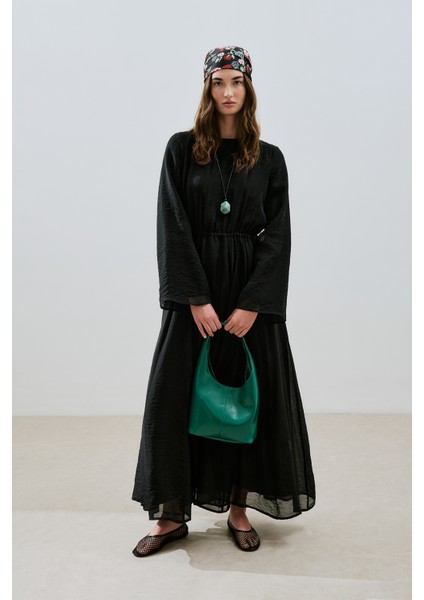 Beli Ayarlamalı Uzun Elbise Siyah fiyatları