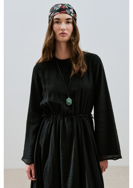 Beli Ayarlamalı Uzun Elbise Siyah modelleri