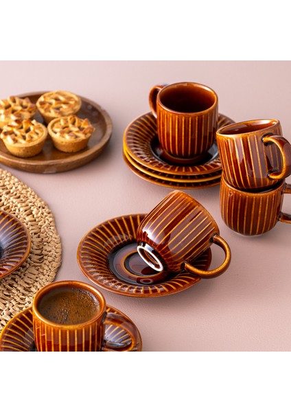 Istanbul Porselen Lev 6 Kişilik Kahve Fincan Takımı Kahverengi fiyatları