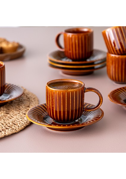 Istanbul Porselen Lev 6 Kişilik Kahve Fincan Takımı Kahverengi modelleri