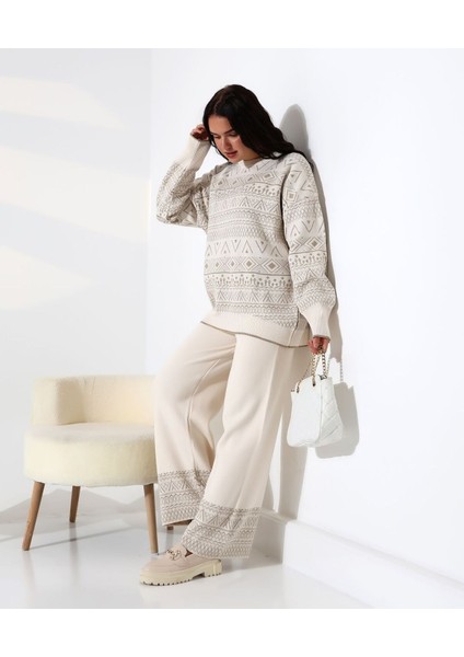 Jakarlı Oversize Alt-Üst Triko Takım