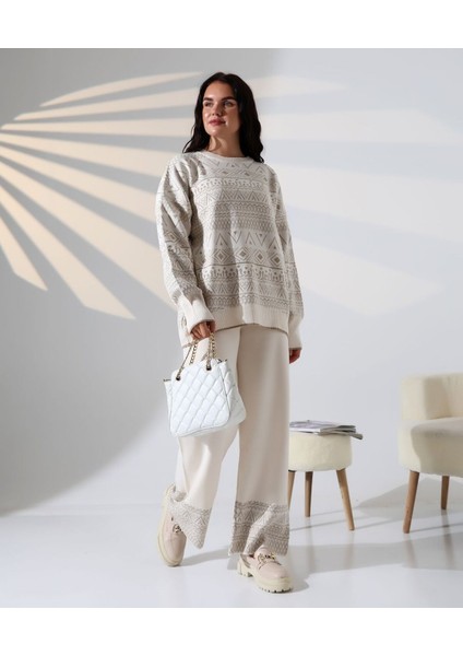 Jakarlı Oversize Alt-Üst Triko Takım modelleri