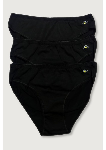 Kadın 3'lü Paket Likralı Modal Külot Siyah 1850-