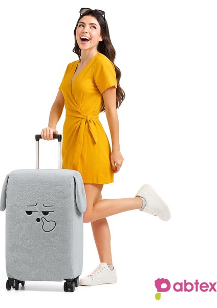 Pababo Şaşkın Yüz Desenli Bavul-Valiz Koruyucu Kılıf (Orta Boy)