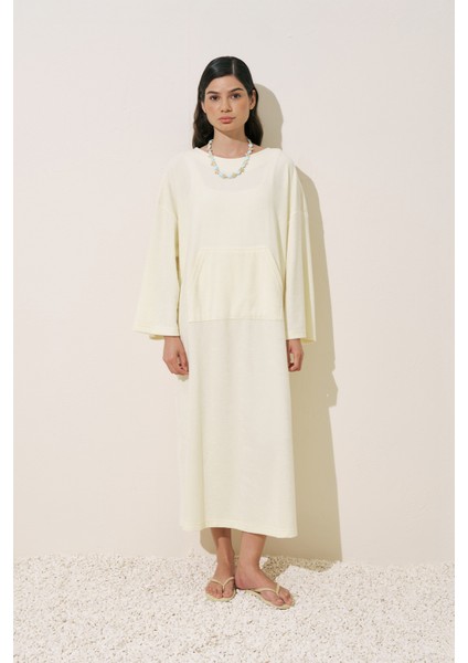 Havlu Kumaş Rahat Elbise Vanilya fiyatları