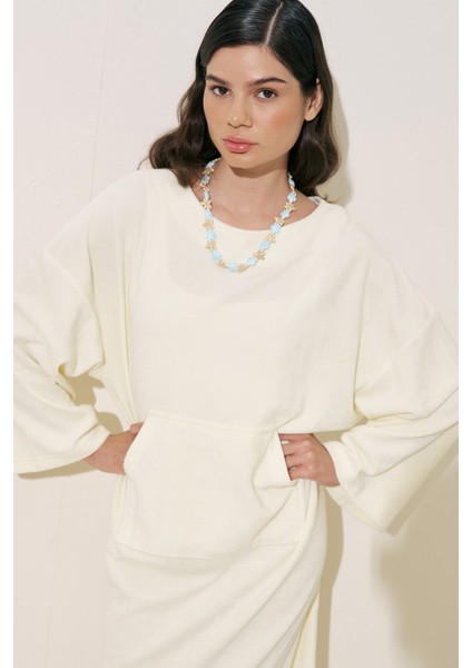 Havlu Kumaş Rahat Elbise Vanilya modelleri