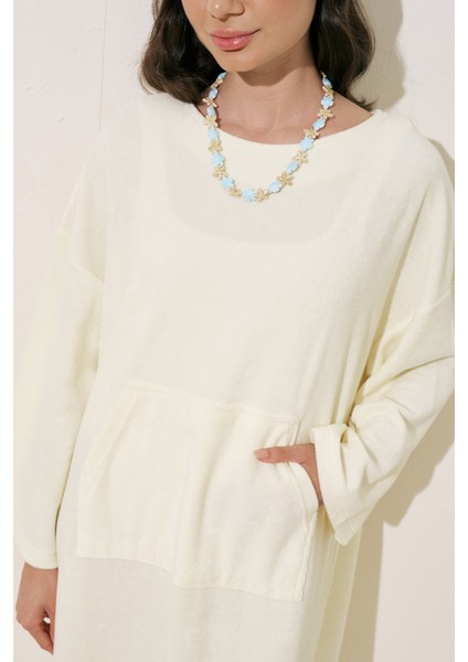 Havlu Kumaş Rahat Elbise Vanilya indirimleri