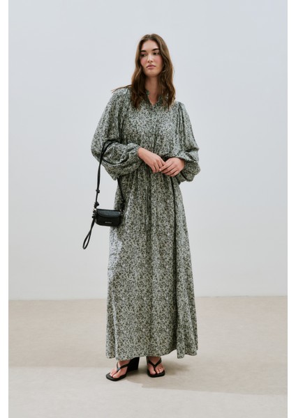 Desenli Viskon Bağlamalı Elbise Lıly Çağla