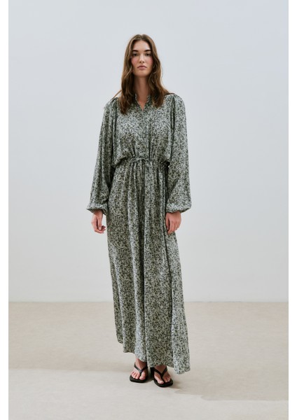 Desenli Viskon Bağlamalı Elbise Lıly Çağla modelleri