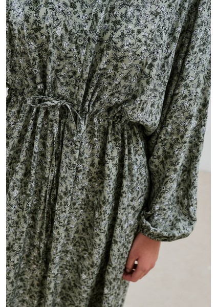 Desenli Viskon Bağlamalı Elbise Lıly Çağla