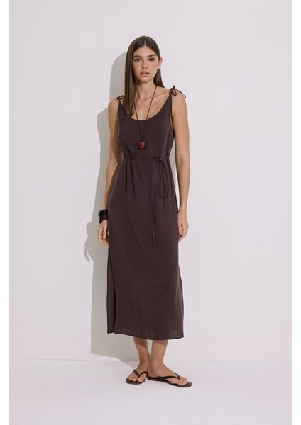 Modal Askılı Rahat Elbise Acı Kahve fiyatları