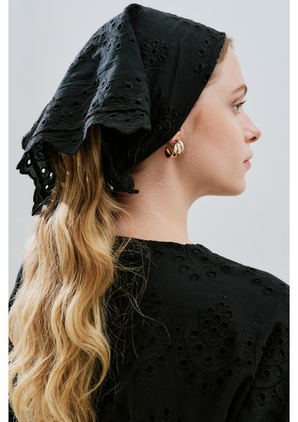 Brode Düğmeli Elbise Siyah