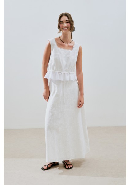 Nakışlı Midi Etek Ekru indirimleri