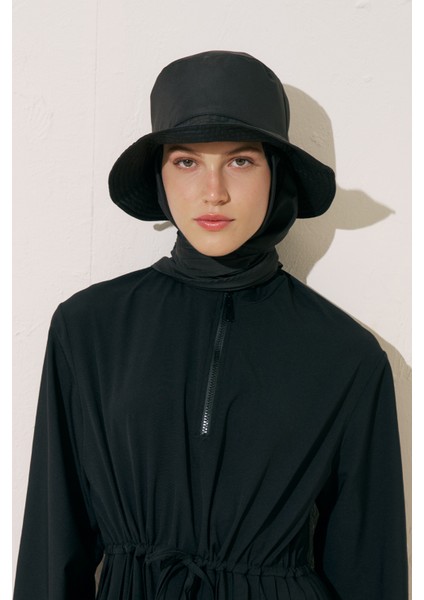 Eşarp Detaylı Bucket Şapka Siyah