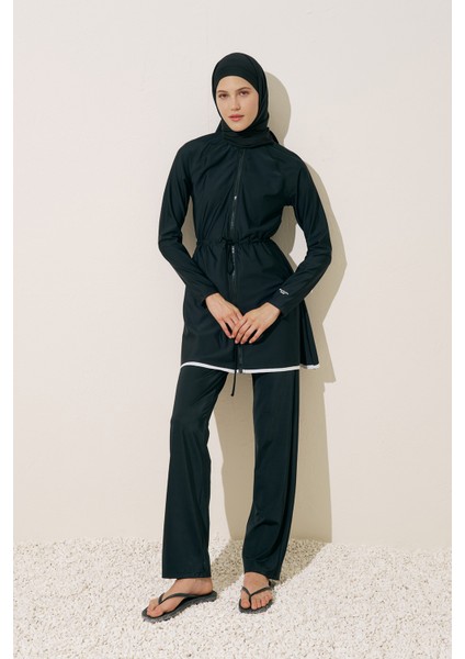 Uzun Paça Tesettür Pantolon Mayo Siyah