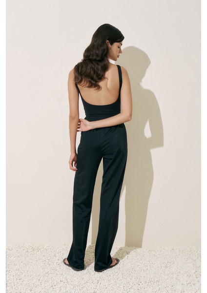 Uzun Paça Tesettür Pantolon Mayo Siyah