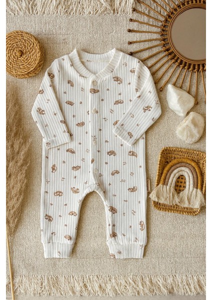 Araba Desenli %100PAMUK Bebek Tulum