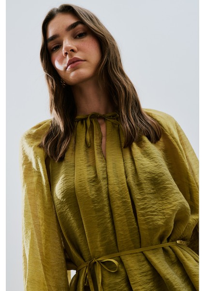 Geniş Manşetli Kuşaklı Tunik Sarı fiyatları