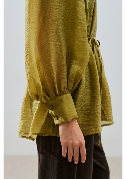 Geniş Manşetli Kuşaklı Tunik Sarı indirimleri
