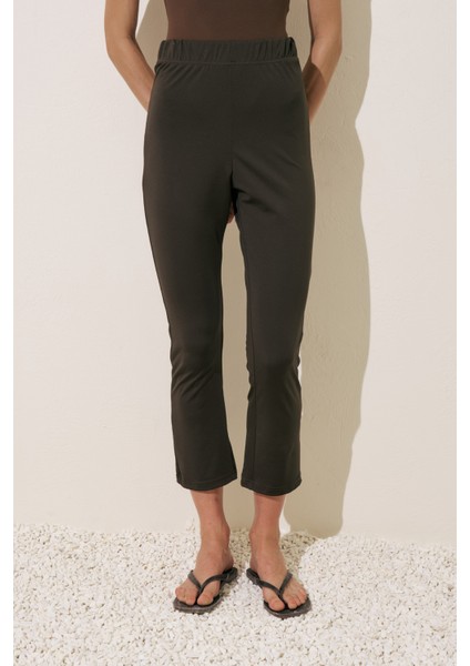 Flare Paça Tesettür Mayo Pantolon Kahverengi fiyatları