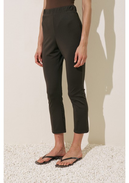 Flare Paça Tesettür Mayo Pantolon Kahverengi modelleri