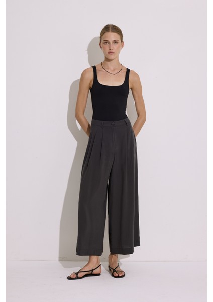 Modal Pileli Geniş Pantolon Antrasit