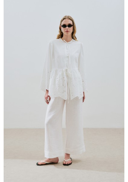 Bağlamalı Nakışlı Tunik Ekru fırsatları