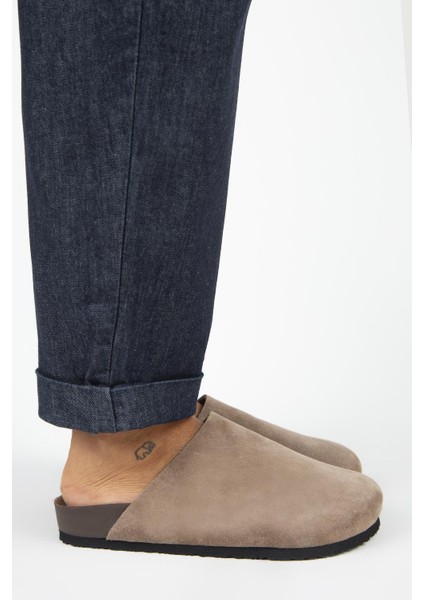 Ruzqahi Kadın Deri Hakiki Deri Düz Sabo Vizon Terlik